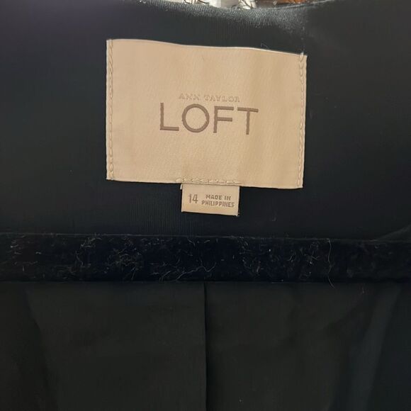 Ann Taylor black fuzzy sequined blazer jacket/evening jacket - Picture 7 of 7